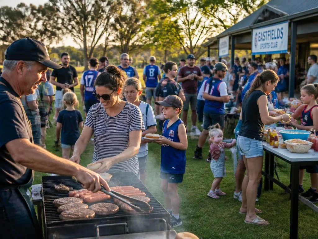Membres et familles lors du barbecue de fin de saison