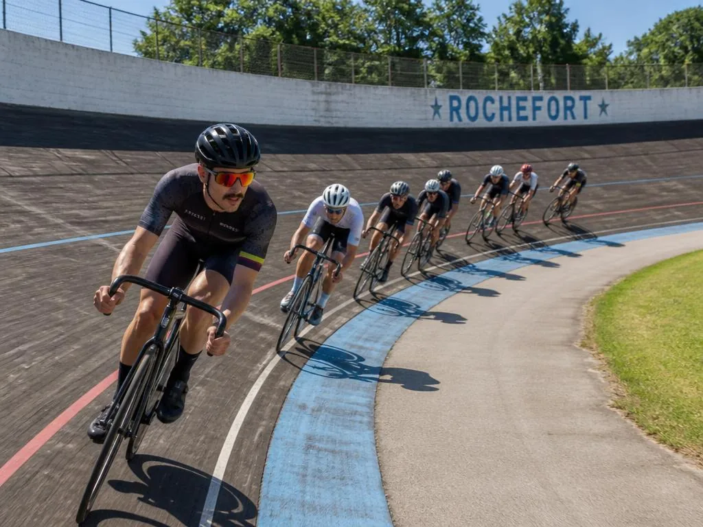 Cyclistes sur la piste du vélodrome de Rochefort